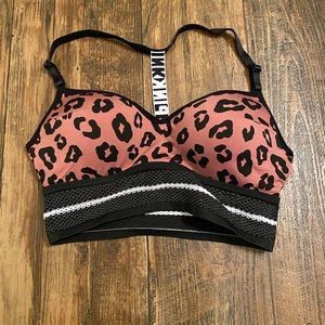 Pink push-up sports bra